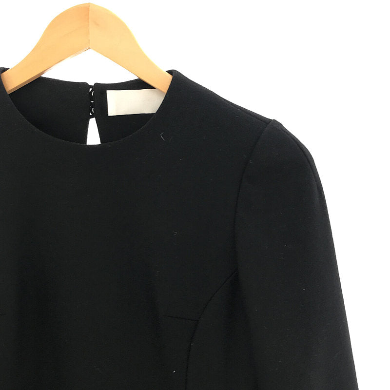 Mame Kurogouchi | Crew Neck Wool Shirt | Crew Neck Wool Shirt Tops | 1 | Black | Women's