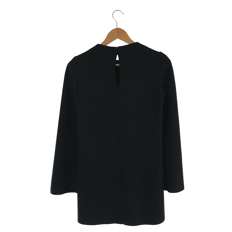 Mame Kurogouchi | Crew Neck Wool Shirt | Crew Neck Wool Shirt Tops | 1 | Black | Women's