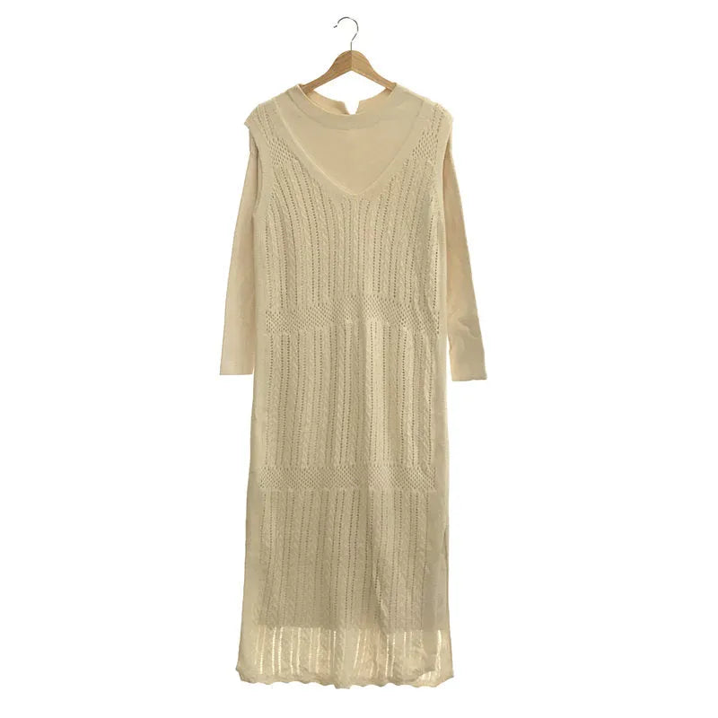 一塵不染 | 2020春夏 |繫帶分層針織連身裙 | F |自然 |女性的