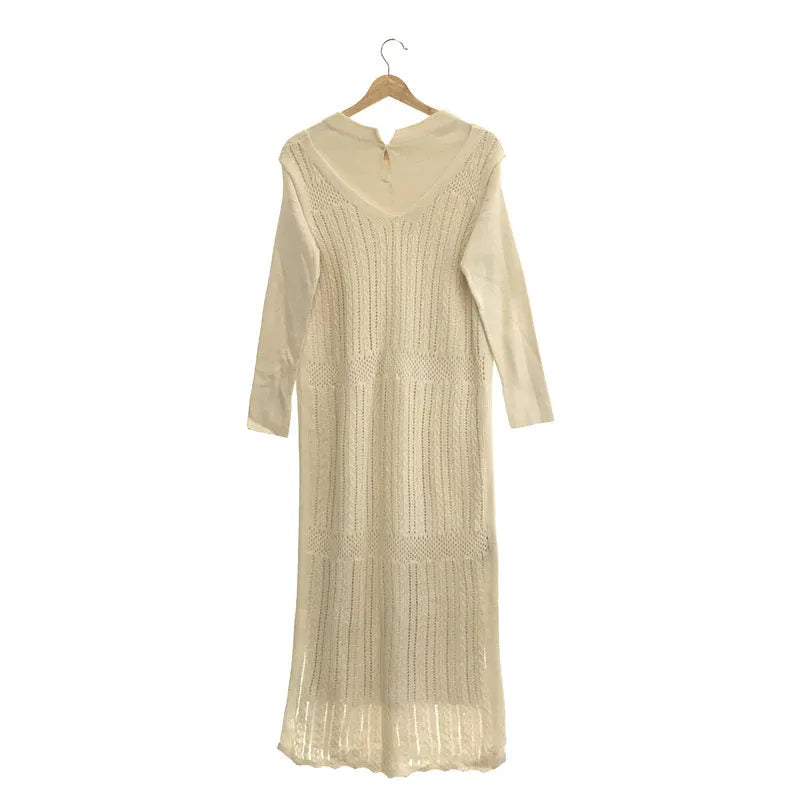 一塵不染 | 2020春夏 |繫帶分層針織連身裙 | F |自然 |女性的