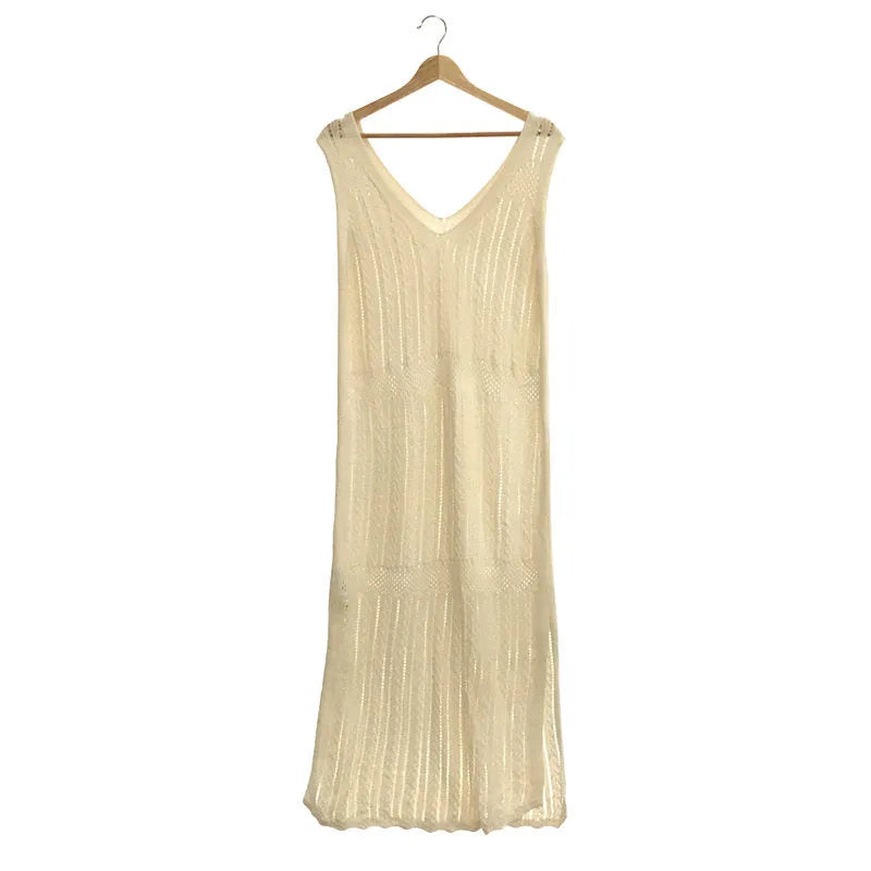 一塵不染 | 2020春夏 |繫帶分層針織連身裙 | F |自然 |女性的