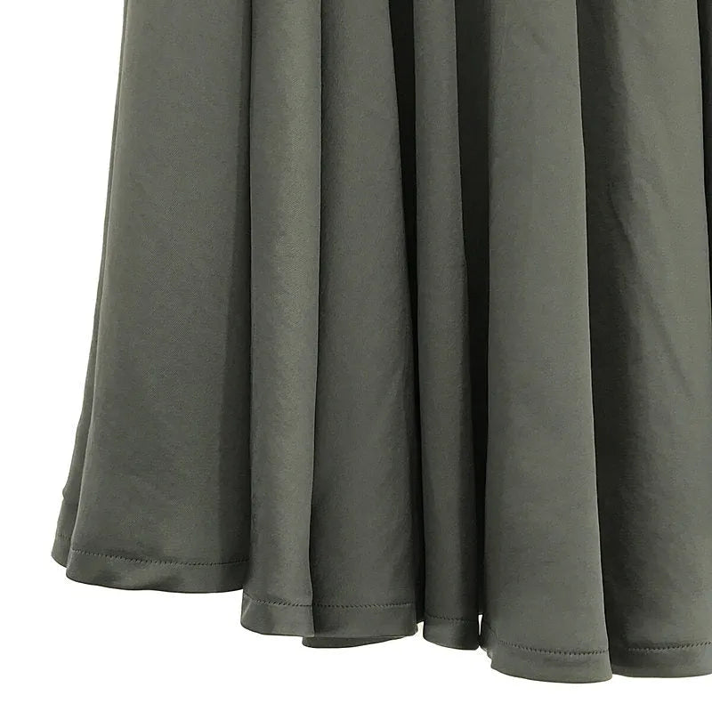 【美品】  foufou / フーフー | open collar satin blouse / satin flair skirt ブラウス スカートセットアップ | - / 1 | ブルーグレー | レディース