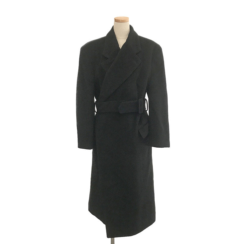 COMME des GARCONS | 80年代復古羊毛雙腰帶大衣 | M |黑色 |女性的