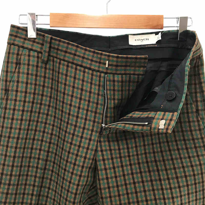 [Good Condition] COACH GINGHAM STRAIGHT LEG TROUSER PANTS | Size 30 | Green/Brown | Men's