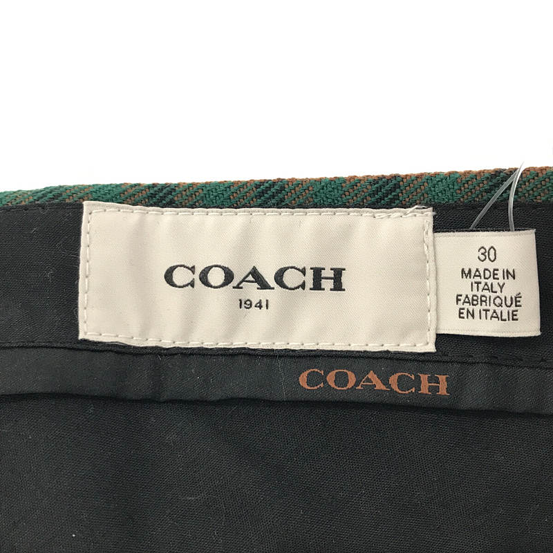 [Good Condition] COACH GINGHAM STRAIGHT LEG TROUSER PANTS | Size 30 | Green/Brown | Men's