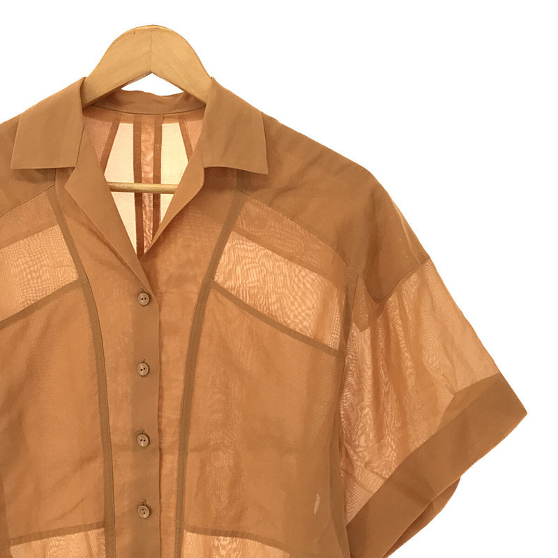 IRENE / アイレネ | Cotton Boil Shirt コットン オーガンジー オープンカラー バックスリット シャツ | 36 |