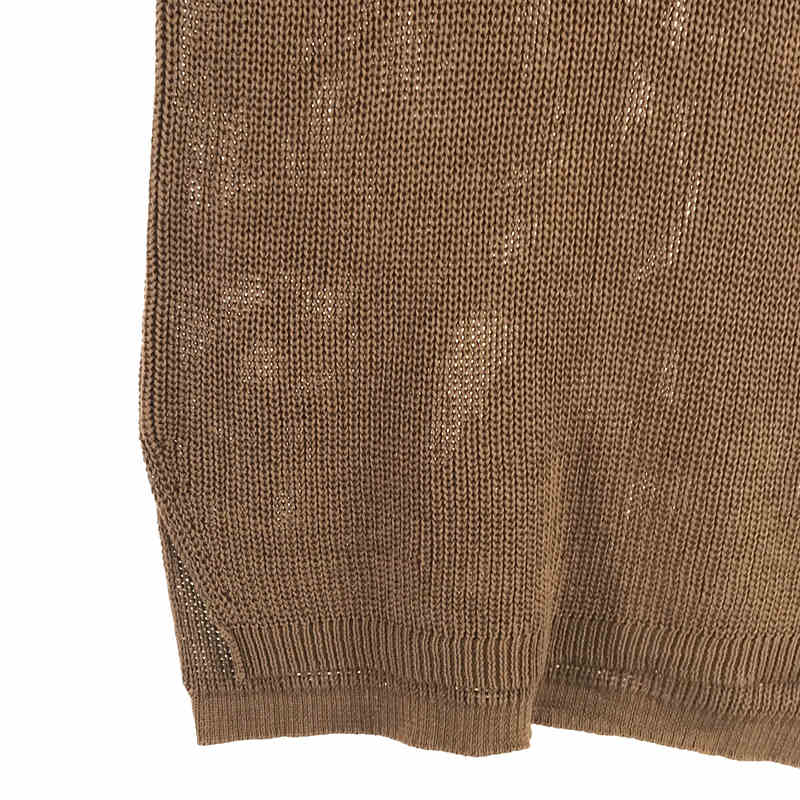 二級 |棉質圓領側開衩無袖針織背心 | F |布朗 |女性的