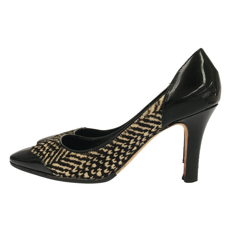 MANOLO BLAHNIK / マノロブラニク | ハラコ レザー ラウンドトゥ ヒール パンプス | 36 1/2 | ブラック | レディース