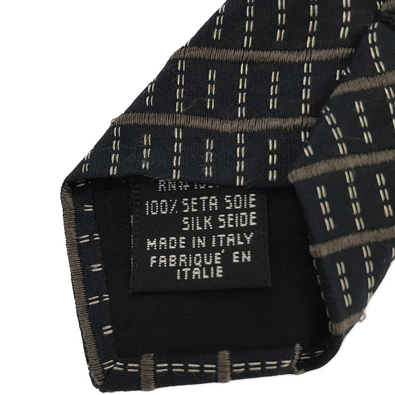 EMPORIO ARMANI / エンポリオアルマーニ | イタリア製 SILK 100％ シルク 刺子ライク ステッチ ストライプ ネクタイ スーツ  フォーマル | - |