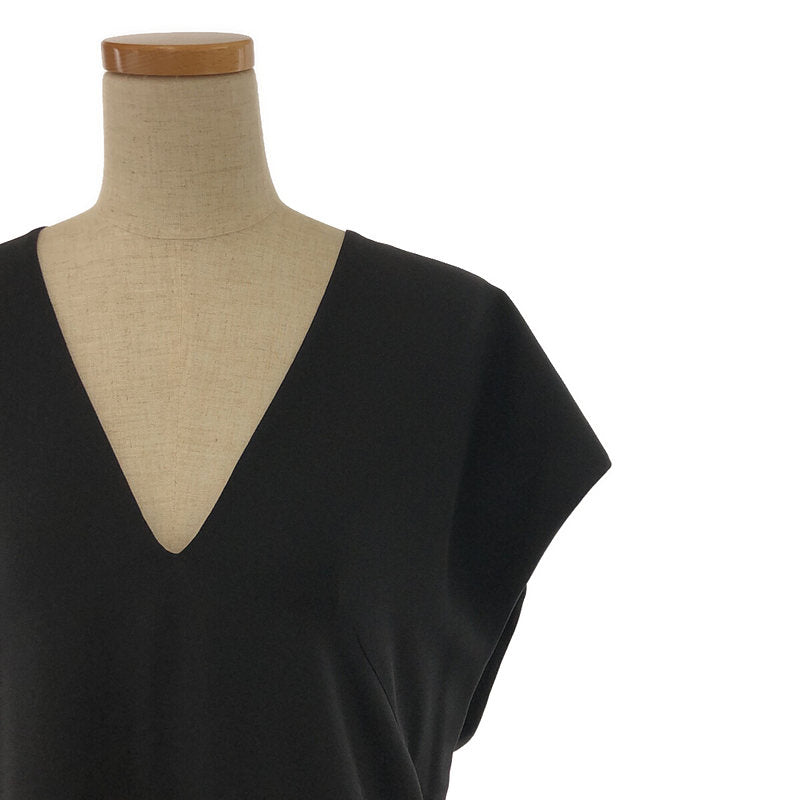 WARDROBE.NYC |絲綢V領無袖連身裙 |加大尺寸 |黑色 |女性的