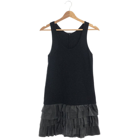 theory | Mixed material docking tiered pleated dress | 2 | Black/Gray | Women's