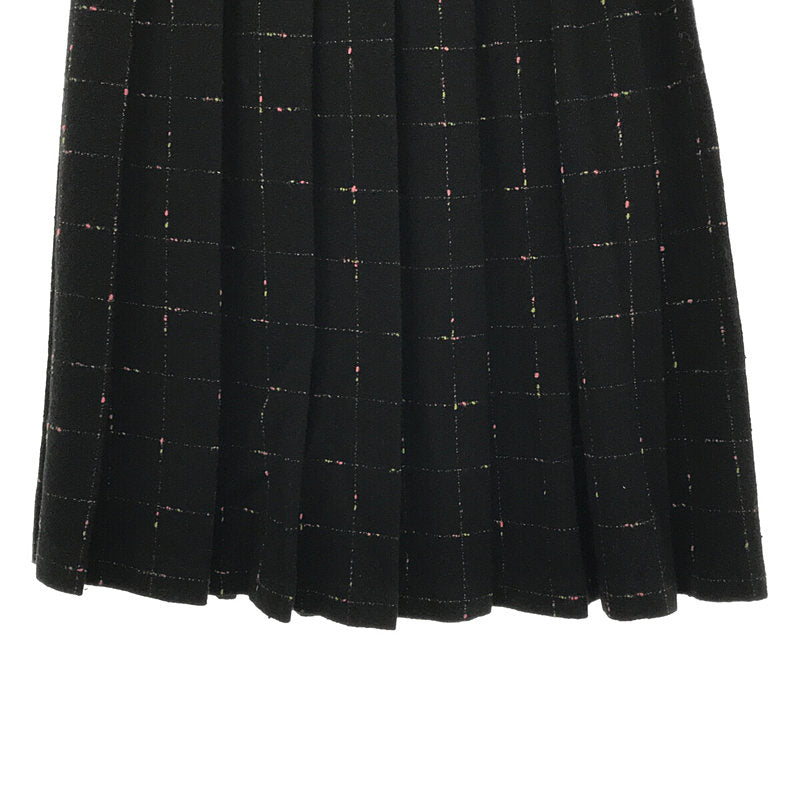 robe de chambre COMME des GARCONS / ローブドシャンブルコムデギャルソン | AD2001 2001AW | ウール ナイロン 製品洗い チェック ネップ タック プリーツ イージー スカート |