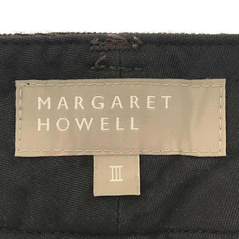 MARGARET HOWELL / マーガレットハウエル | ウール リネン ヘリンボーン クロップド ワイド パンツ | 3 | ブラウン – KLD