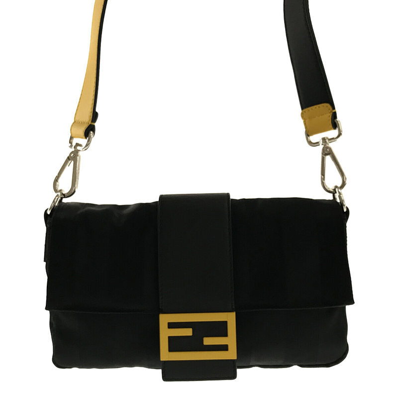 [Good Condition] FENDI | 2021SS | Baguette 3way FF ​​Flap Bag Shoulder Bag | Black/Yellow | Women's