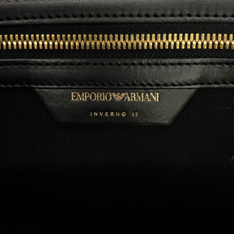 【美品】  EMPORIO ARMANI / エンポリオアルマーニ | レザー ミニボストン 2way ショルダーバッグ ハンドバッグ | ブラウン / ブラック / ピンク | レディース