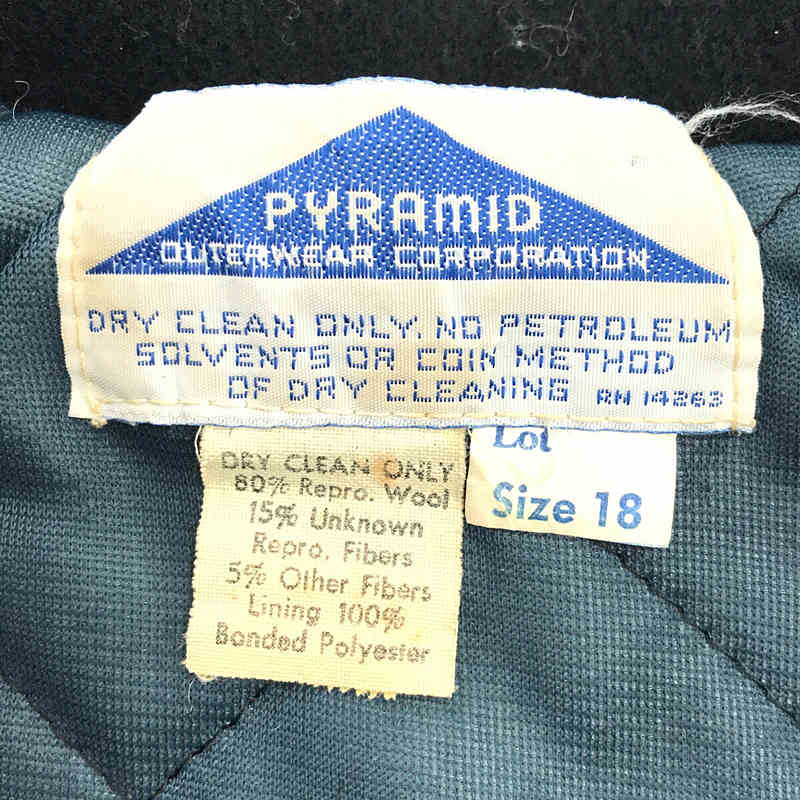 VINTAGE / ヴィンテージ | 1980s | 80s ～ PYRAMID ピラミッド ウール 中綿 キルティング セーラーカラー バック 刺繍 スタジャン ジャケット | 18 | ブラック | メンズ