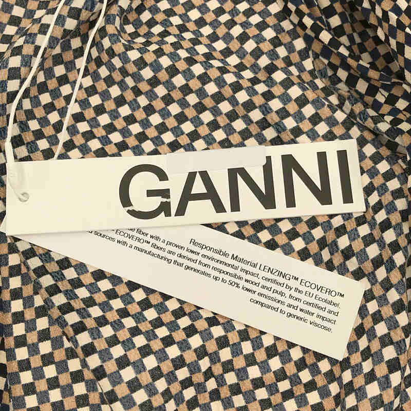 Ganni / ガニー | 通年 | 総柄 Vネック カシュクール ラップ ブラウス