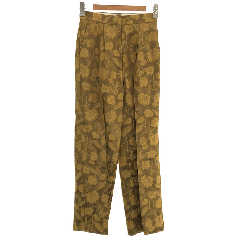【美品】  エリコカトリ / ERiKOKATORi | 2021AW | flower jaquard pin tuck pants フラワー ジャガード タック パンツ | 36 | MUSTARD | レディース