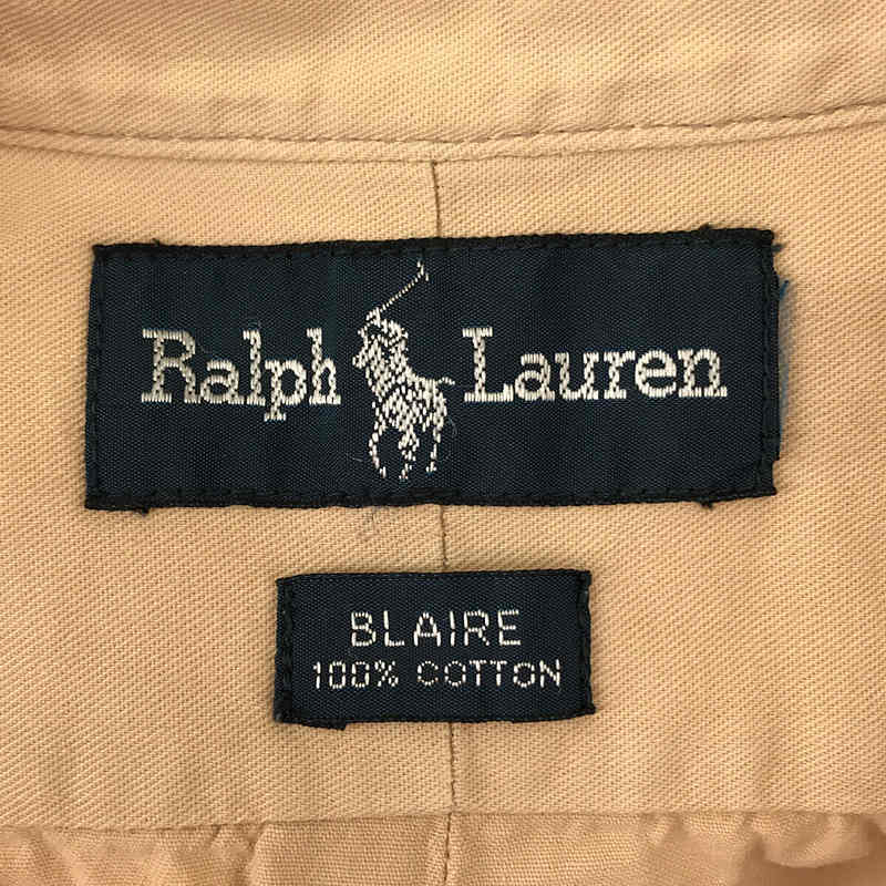 RALPH LAUREN / ラルフローレン | 1990s | 90s VINTAGE ヴィンテージ BLAKE コットン ポニー ロゴ 刺繍 ボタンダウン 半袖 シャツ | ベージュ | メンズ
