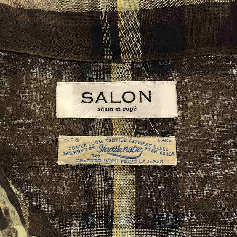 【美品】  SALON adam et rope' / サロンアダムエロペ | チェック スタンダードシャツ | F | ブラウン/ライトグリーン/イエロー | レディース