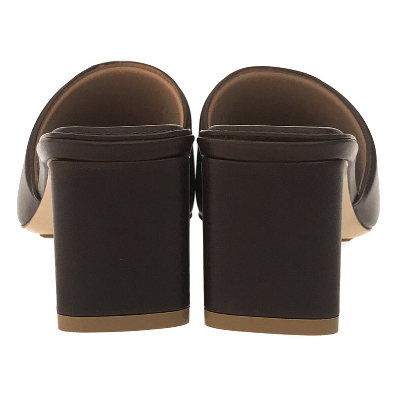 [新品] BOTTEGA VENETA |皮革粗跟穆勒涼鞋，帶防塵袋和盒子 |尺寸 37 |布朗 |女性的