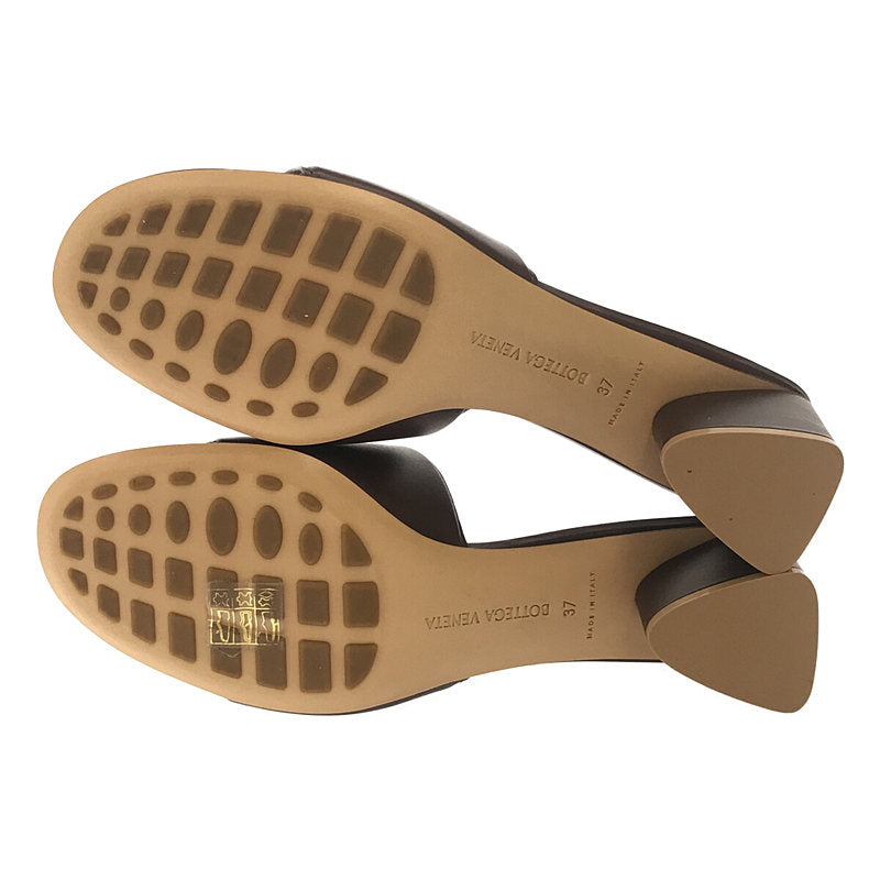 [新品] BOTTEGA VENETA |皮革粗跟穆勒涼鞋，帶防塵袋和盒子 |尺寸 37 |布朗 |女性的