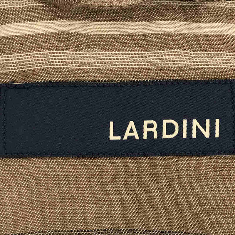 LARDINI / ラルディーニ | イタリア製 リネン ストライプ ノッチドラペル 2B テーラード ジャケット ブートニエール付き | M | ブラウン | メンズ