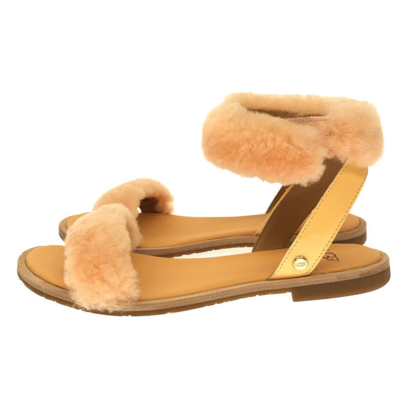 【미품】 UGG / 아그 | Fluff Springs 보아 파 샌들 | 22.5 | 오렌지 | 여성