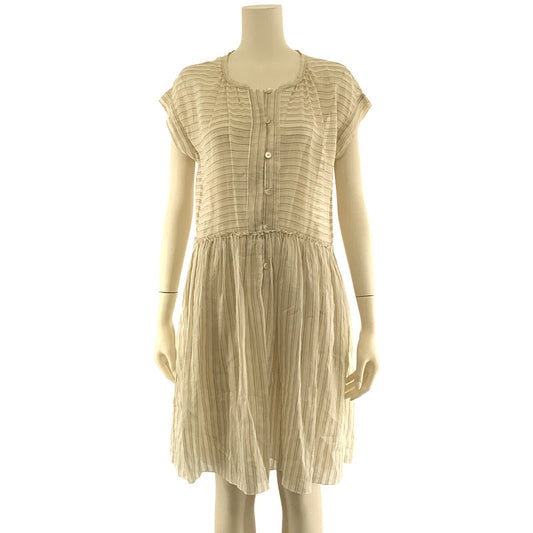 forte forte / Forte Forte | DRESS Made in Italy Silk Lame Stripe Sleeveless Tiered Gathered Dress | 1 | White / Beige | Women's