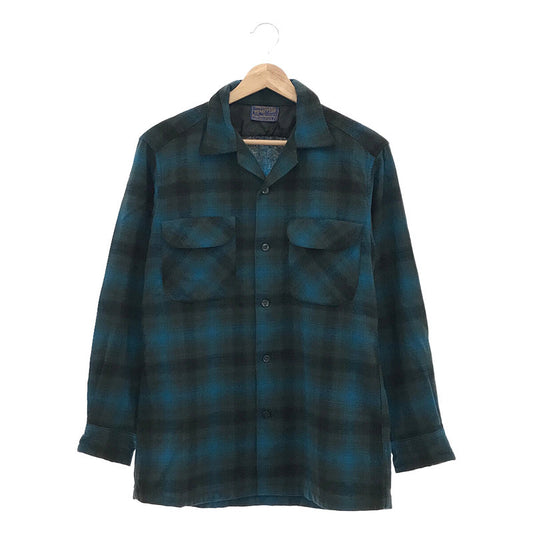 PENDLETON / ペンドルトン | 1950s〜 vintage オンブレチェック ウール オープンカラーシャツ | S |