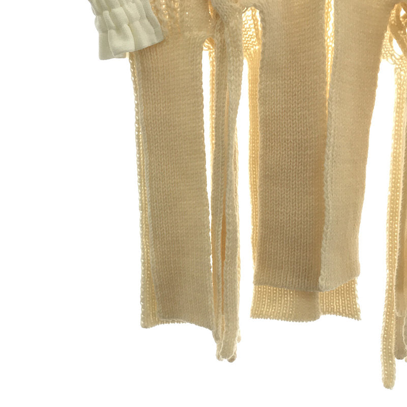 【美品】  malamute / マラミュート | 2022AW braid slit poncho ウール ケーブル ニット フリンジ ニットポンチョ ベスト | F | WHITE | レディース
