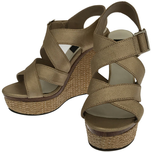 [New] LANVIN | Glitter wedge sandals with box | Size 23 | Gold | Women's