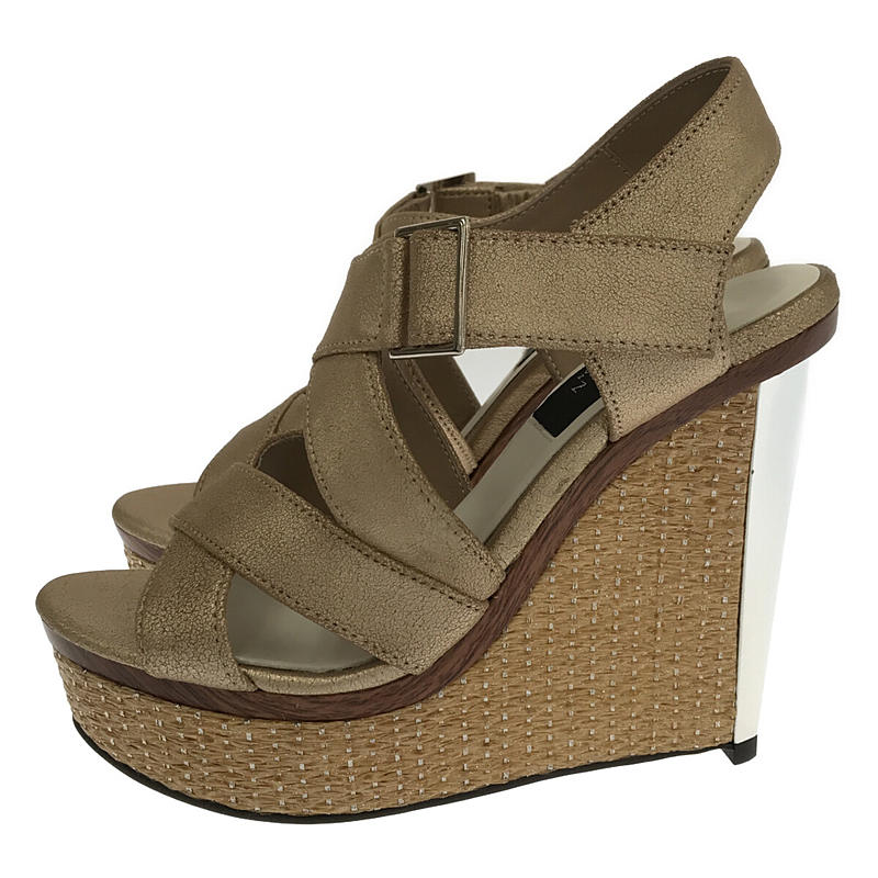 [New] LANVIN | Glitter wedge sandals with box | Size 23 | Gold | Women's