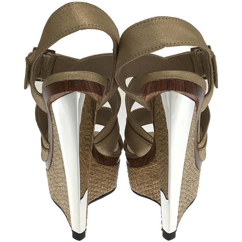 [New] LANVIN | Glitter wedge sandals with box | Size 23 | Gold | Women's