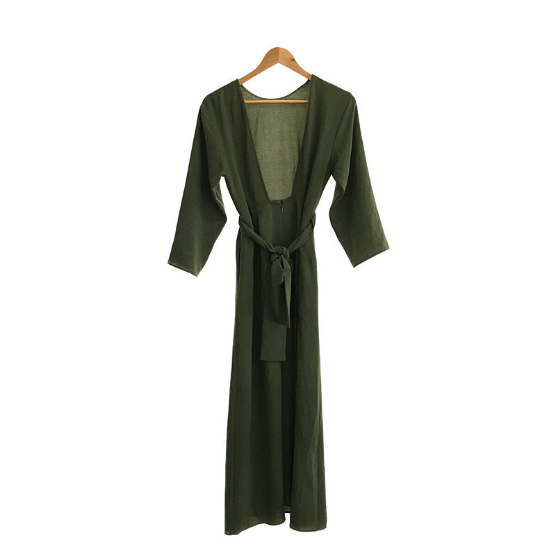 6(ROKU) BEAUTY&YOUTH / ロク ビューティーアンドユース | BELT MAXI DRESS 無地 ベルト ワンピース | 36 | グリーン | レディース