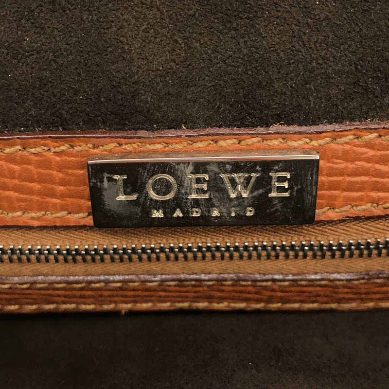 LOEWE / ロエベ | ヴィンテージ オール レザー シボ革 ロゴ 型押し ワンショルダー バッグ | ブラウン | レディースレディース