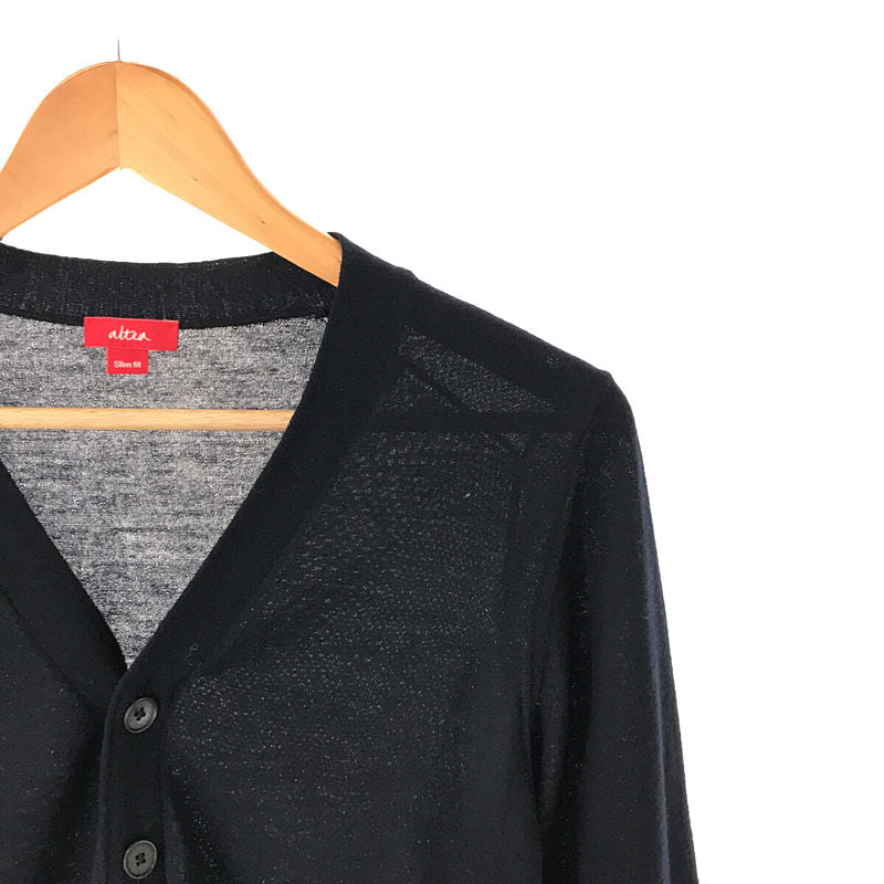 ALTEA / アルテア | イタリア製 SLIM FIT スリム フィット ウール ハイゲージ Vネック カーディガン | XS | ネイビー | メンズ