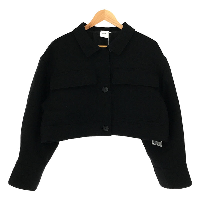 【신품】 ELIN / 에린 | 울 멜튼 짧은 재킷 | 38 | 블랙 | 여성