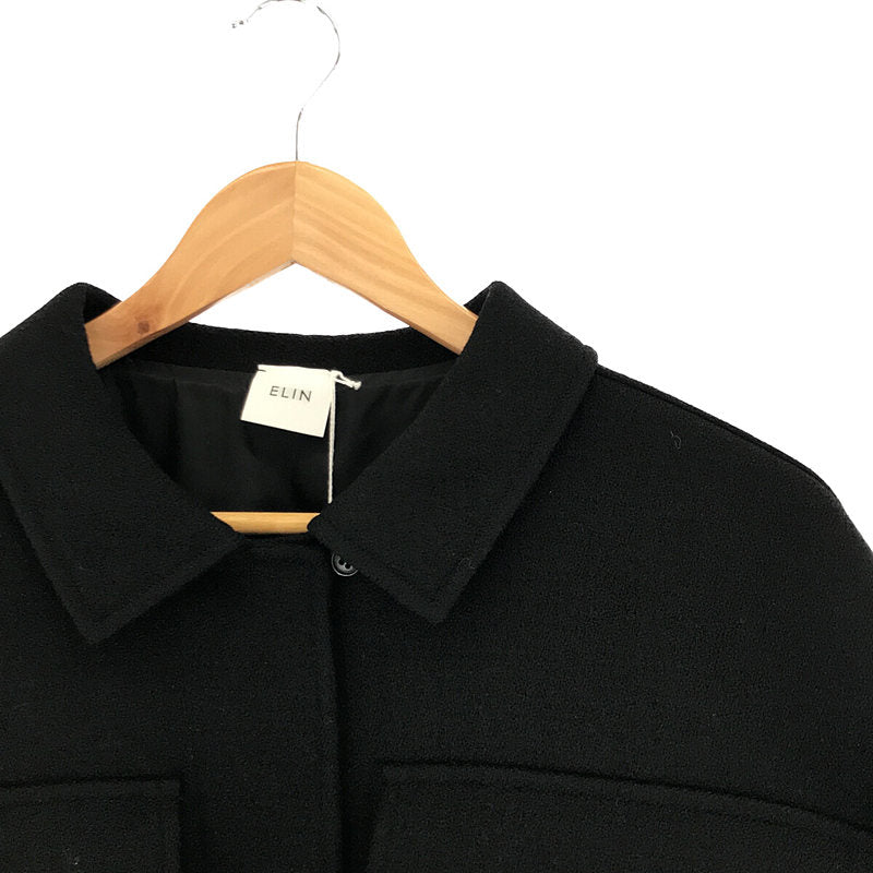 【新品】  ELIN / エリン | ウール メルトン ショートジャケット | 38 | ブラック | レディース