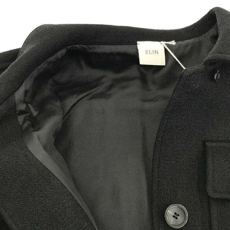 【신품】 ELIN / 에린 | 울 멜튼 짧은 재킷 | 38 | 블랙 | 여성