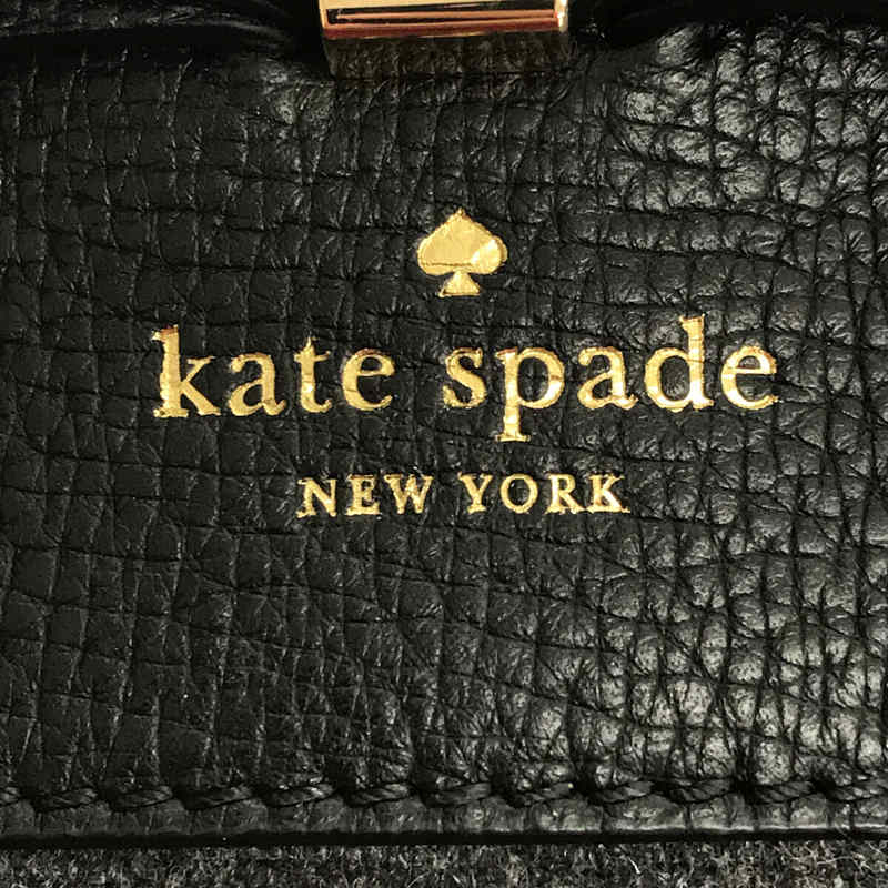 [Good Condition] KATE SPADE | 2WAY Leather Wool Mixed Material Ribbon Shoulder Tote Bag | Black/Gray | Women's