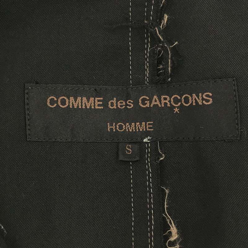 COMME des GARCONS HOMME / コムデギャルソンオム | AD2002 / 2002AW ホツレ加工 バイカラー コットン 裏地  ウール 切替 3B テーラード ジャケット | S |