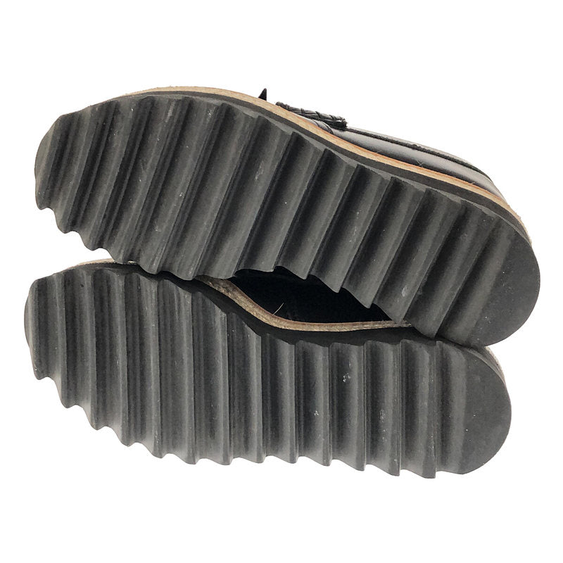 【미품】 Y's / 와이즈 요우지야마모토 | × KAYO NAKAMURA 카요나카무라 별주 가죽 에스파드리유 샤크솔 퀼트 로퍼 | 1 | 블랙 | 여성