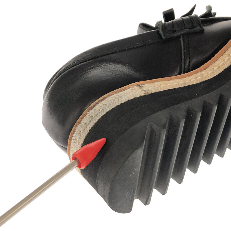 【美品】  Y's / ワイズ ヨウジヤマモト | × KAYO NAKAMURA カヨナカムラ 別注 レザー エスパドリーユ シャークソール キルト ローファー | 1 | ブラック | レディース