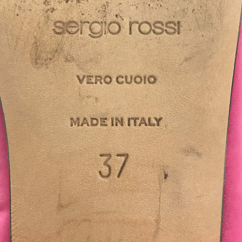 【美品】  sergio rossi / セルジオロッシ | イタリア製 クリスタル 装飾 スクエアトゥ ベルベッド フラット シューズ パンプス 箱・保存袋有 ベロア | 37 | ピンク | レディース
