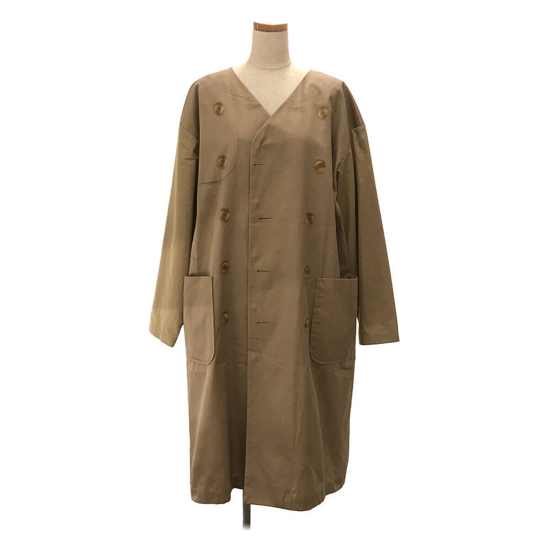 【미품】 08sircus / 제로 에이트 서커스 | 2018SS | trompel 'oeil collar less coat 노 컬러 코트 | 1 | beige | 여성