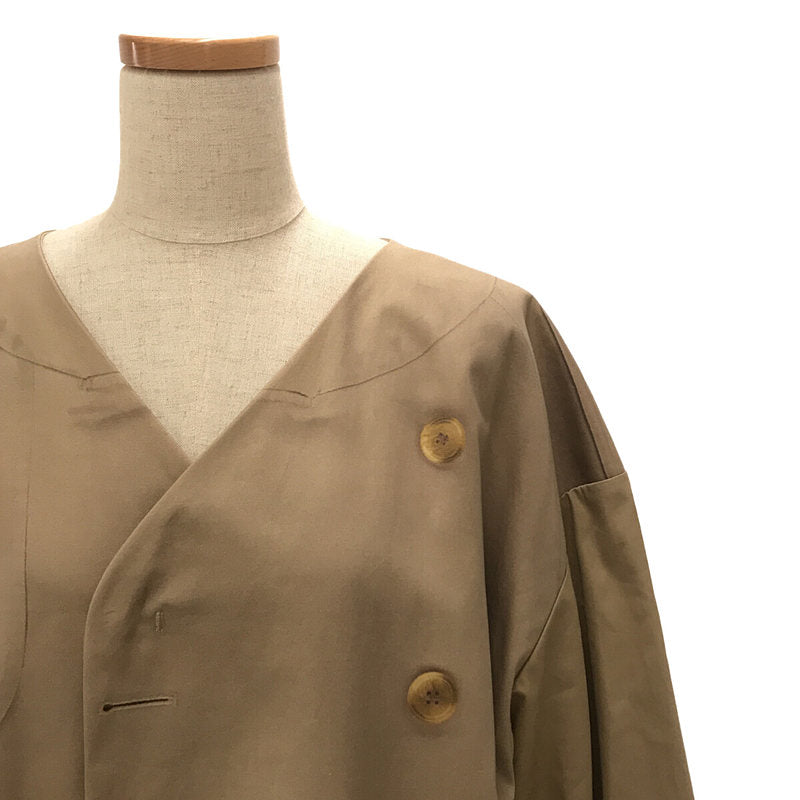【미품】 08sircus / 제로 에이트 서커스 | 2018SS | trompel 'oeil collar less coat 노 컬러 코트 | 1 | beige | 여성