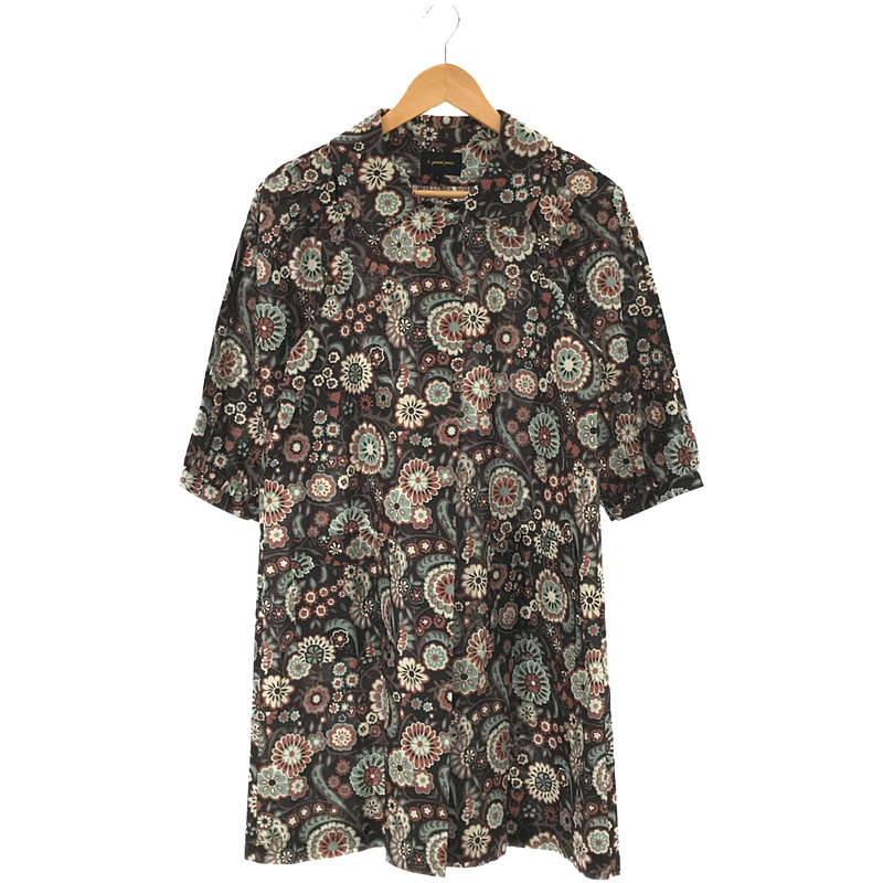 [Good Condition] t.yamai paris | Cotton All-over Flower Shirt Dress | 1 | Charcoal / Multicolor | Women's