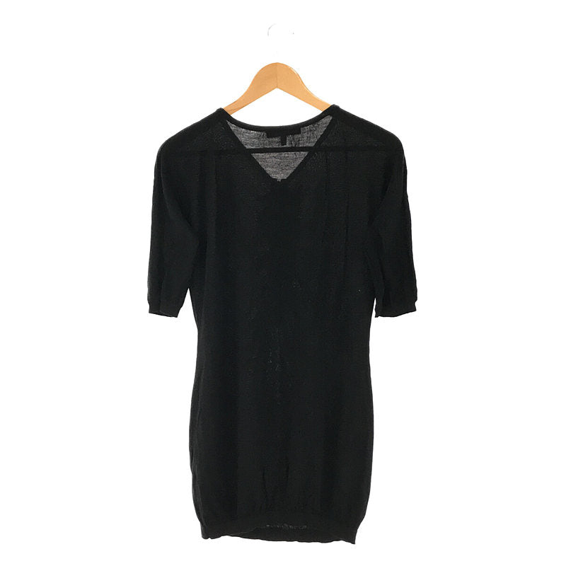 MAX MARA STUDIO  / マックスマーラステュディオ | ウール シルク ハイゲージ フリル ニット チュニック | XL | ブラック | レディース