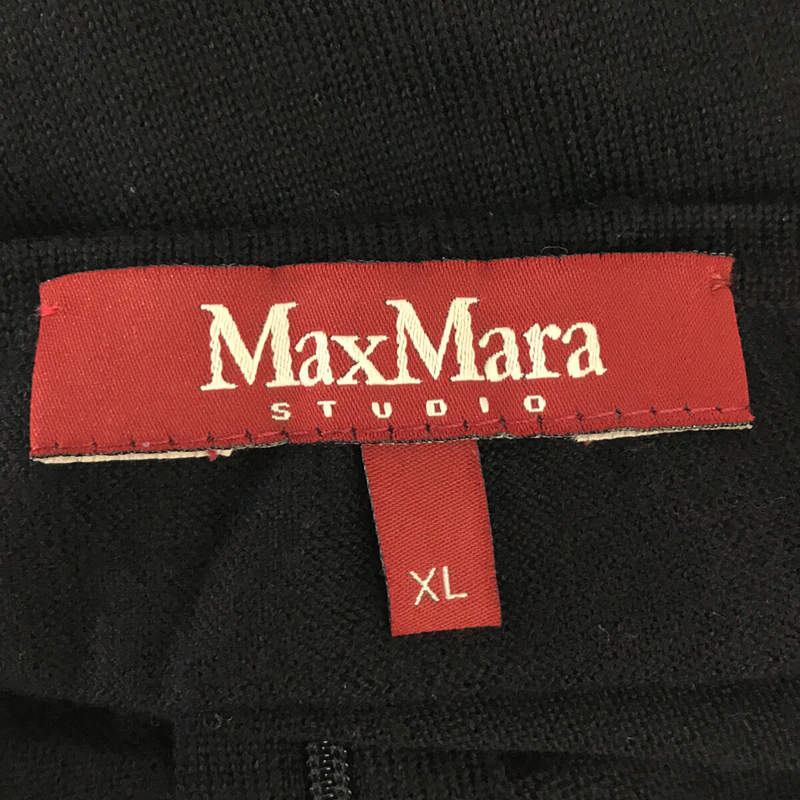 MAX MARA STUDIO  / マックスマーラステュディオ | ウール シルク ハイゲージ フリル ニット チュニック | XL | ブラック | レディース